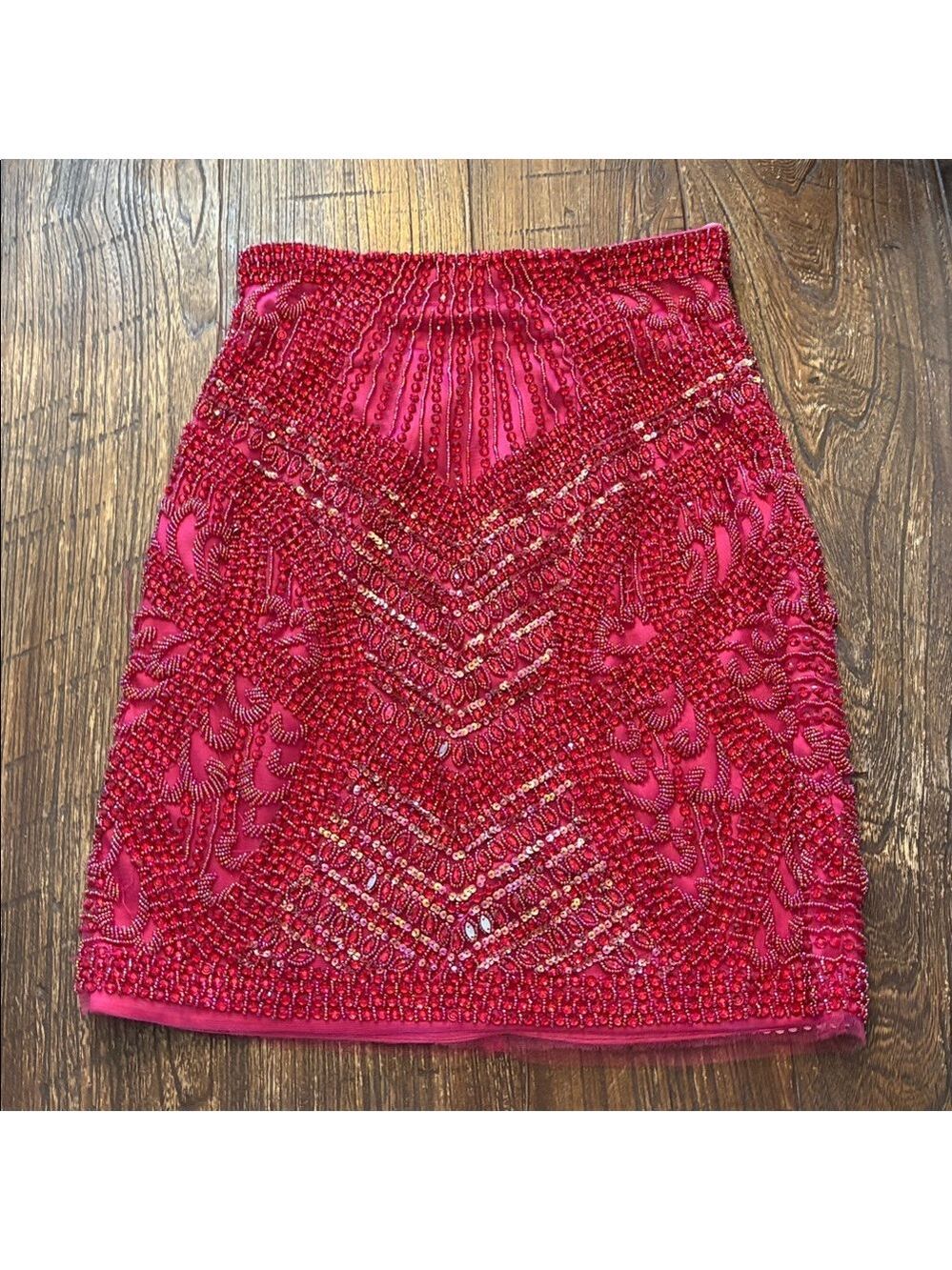 Sherri Hill Fuchsia Gold Beaded Sequin Halter Skirt Set Size 4 - Picture 4 of 11